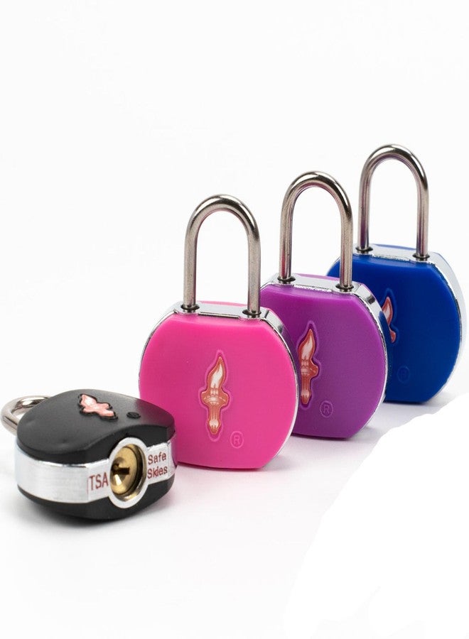 DUALCROWN 4 Pack Luggage Lock TSA Approved Locks with Key, TSA Approved Travel Lock,Suitcase Lock TSA Approved Chrome Plated Ring Body for Backpacks, Bags and Luggage, 4 Pack Family Set - Image 4